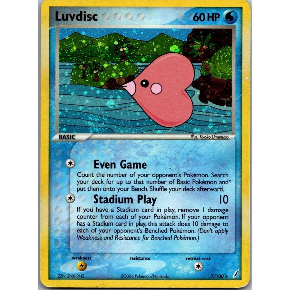 Pokemon Luvdisc Holo Rare EX Crystal Guardians 7/100 MP 2006 Water Type